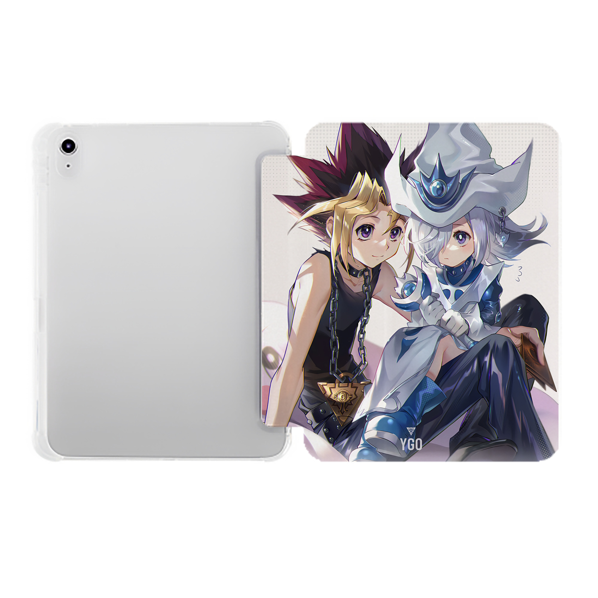 （画像用） 遊☆戯☆王 Yu-Gi-Oh! IPad ケース ペン収納付き 三つ折りスタンド PUレザー×シリコン 対応機種9.5/10.5/10.9インチ